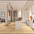 Manufacturing Product Exhibition Hall With Display Shelves TV Screen And Showroom Layout