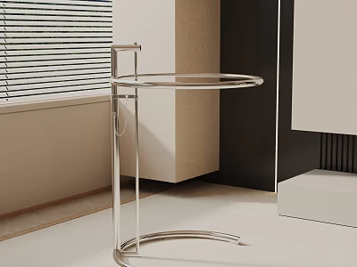 Modern Side Table With Glass Top And Metal Frame In Contemporary Living Room Interior 3d model