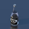 Transparent Glass Bottle With Black Label White Design And Dramatic Taste Text 3d model