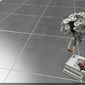Gray Floor Tiles in Modern Room Setting with White Flowers Ferns and Open Books