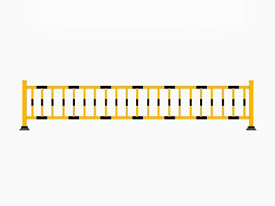 Yellow Metal Safety Fence With Black Horizontal Bars For Road Protection 3d model