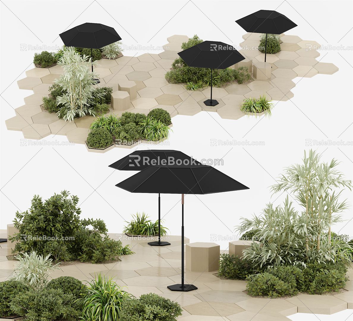 shrub green plant flower bed 3d model