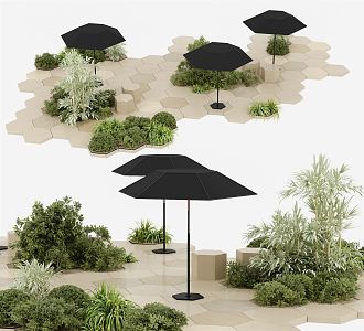 shrub green plant flower bed 3d model