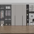 Modern Wardrobe with Glass Door Storage and Dressing Table Mirror Wooden Floor Interior Design