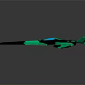 Futuristic Green And Black Aerospace Spacecraft With Sharp Wings And Glowing Details