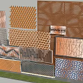 Various Decorative Screen Wall Designs With Geometric Patterns And Perforated Panels 3d model