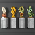 Stylish Decorative Ornament Set With Various Colors And Marble Bases For Wall Decor