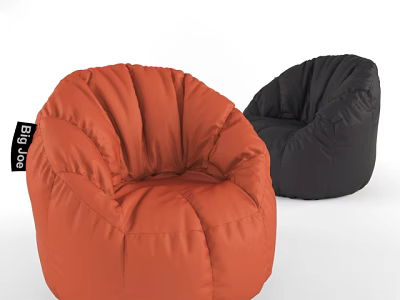Modern Comfortable Bean Bag Chairs in Orange and Black for Living Room 3d model