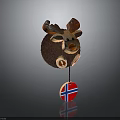 Brown Reindeer Decorative Figurine With Antlers And Norwegian Flag Pendant