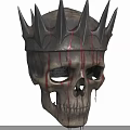Realistic Human Skull With Metal Spiked Crown And Red Bloodstains Decoration