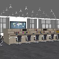 Modern Public Office Interior With Desks Office Chairs Bookshelves And Ceiling Lights