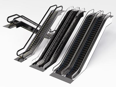 modern escalator mall escalator 3d model