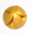 Golden Spherical Sculpture Featuring Petal Shaped Interlocking Sections in Modern 3D Art Design