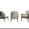 Modern Light Gray Fabric Single Sofa With Wooden Legs And Simple Design