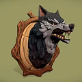 Fierce Wolf Head Wall Decor with Wooden Frame for Home Decoration