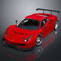Red High Performance Sports Car With Sleek Body And Rear Spoiler
