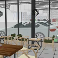 4S Shop Car Wash Service With Two Vehicles And Brand Logos In Interior