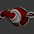 Jolly Santa Claus In Red Costume With White Beard Waving Hand On Black Surface