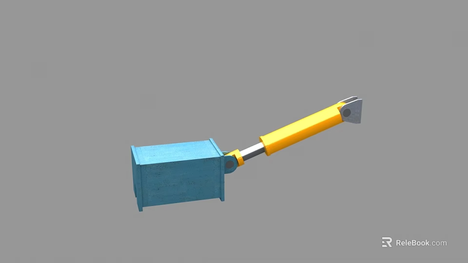 Mechanical Industrial Equipment With Blue Square Body Yellow Long Rod And Metal End Part 3d model 