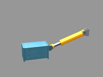 Mechanical Industrial Equipment With Blue Square Body Yellow Long Rod And Metal End Part 3d model
