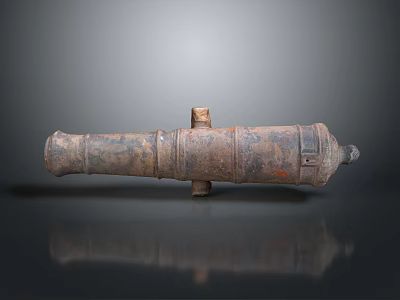Rusted Ancient Cannon as Historical Weapon with Weathered Metal Surface and Vintage Design 3d model