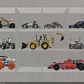 Display Shelves with Multiple Compartments for Toy Car Models Including Motorcycles Bulldozers and Racing Cars