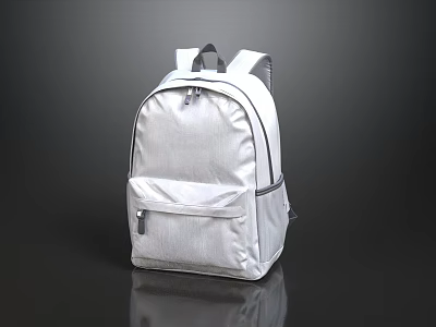 Silver Modern Backpack with Double Shoulder Straps and Front Pocket for Daily Use 3d model
