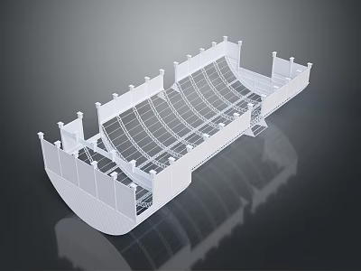 3D Model of Stadium Seating Structure With Tiered Rows and White Framework 3d model