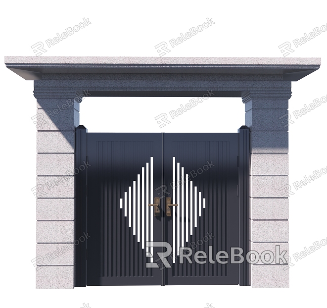 Modern Gate Courtyard Villa Stainless Steel Double Door model