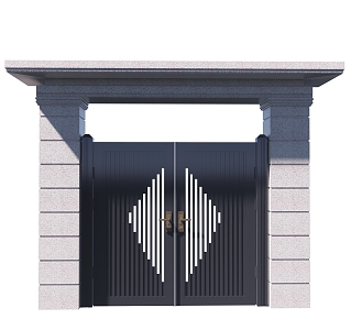 Modern Gate Courtyard Villa Stainless Steel Double Door 3d model