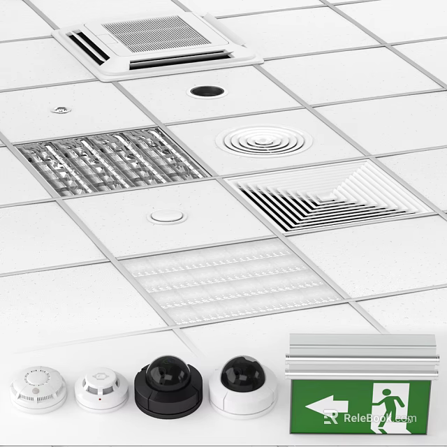 Modern Ceiling Mounted Air Conditioner Air Vents With Various Grille Designs For Home Interior 3d model 