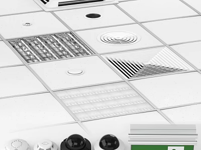 Modern Ceiling Mounted Air Conditioner Air Vents With Various Grille Designs For Home Interior 3d model