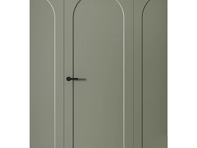 Light Gray Flush Door With Three Panels Black Handle Modern Home Design 3d model