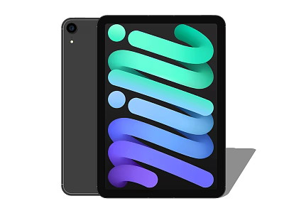 Modern Black Tablet With Colorful Abstract Line Design On Front Display And Sleek Body 3d model