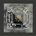 Historic Stone Monument Structure With Tall Tower Golden Top And Carved Base Details