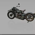 Vintage Military Green Motorcycle With Brown Leather Seat And Rustic Wheels
