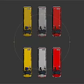 Ambulance Vehicles in Various Colors with Medical Emergency Symbols Displayed in a Line