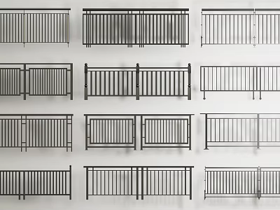 Variety of Fence Design Options With Different Panel Styles And Rail Structures 3d model