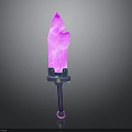 Pink Crystal Sword with Decorative Blue Purple Hilt and Transparent Blade