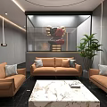 Modern Hotel Lobby With Reception Desk Marble Floor And Elegant Pendant Lighting Design
