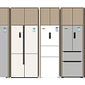 Modern Style Refrigerators With Various Colors and Different Designs on 3d model