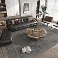 Minotti Sofa Coffee Table Combination Multi-person Sofa Coffee Table Leisure Chair Side Table Corner Table 3d model