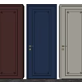Stylish Hinged Doors in Dark Brown Blue Light Gray with Golden Handles and Decorative Lines