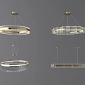 Stylish Modern Chandeliers With Circular Rectangular Metal Frames And Glass Elements 3d model