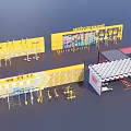 Yellow Architectural Components Featuring Display Shelves Grille Structures And Canopy 3d model