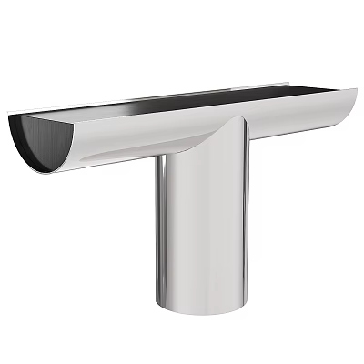 Modern Silver Metallic Entryway Console Table With Sleek Design And Cylindrical Base 3d model