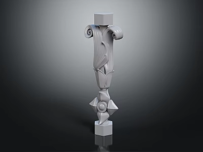Ornate Decorative Column Design With Carved Scrolls And Intricate Geometric Details 3d model