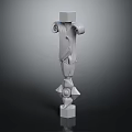 Ornate Decorative Column Design With Carved Scrolls And Intricate Geometric Details