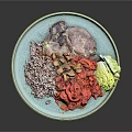 Healthy Balanced Food Plate With Purple Rice Stewed Tomatoes Beef And Lettuce
