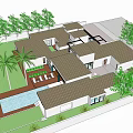 Modern Detached Villa With Swimming Pool Lush Green Lawn Palm Trees And Spacious Outdoor Space
